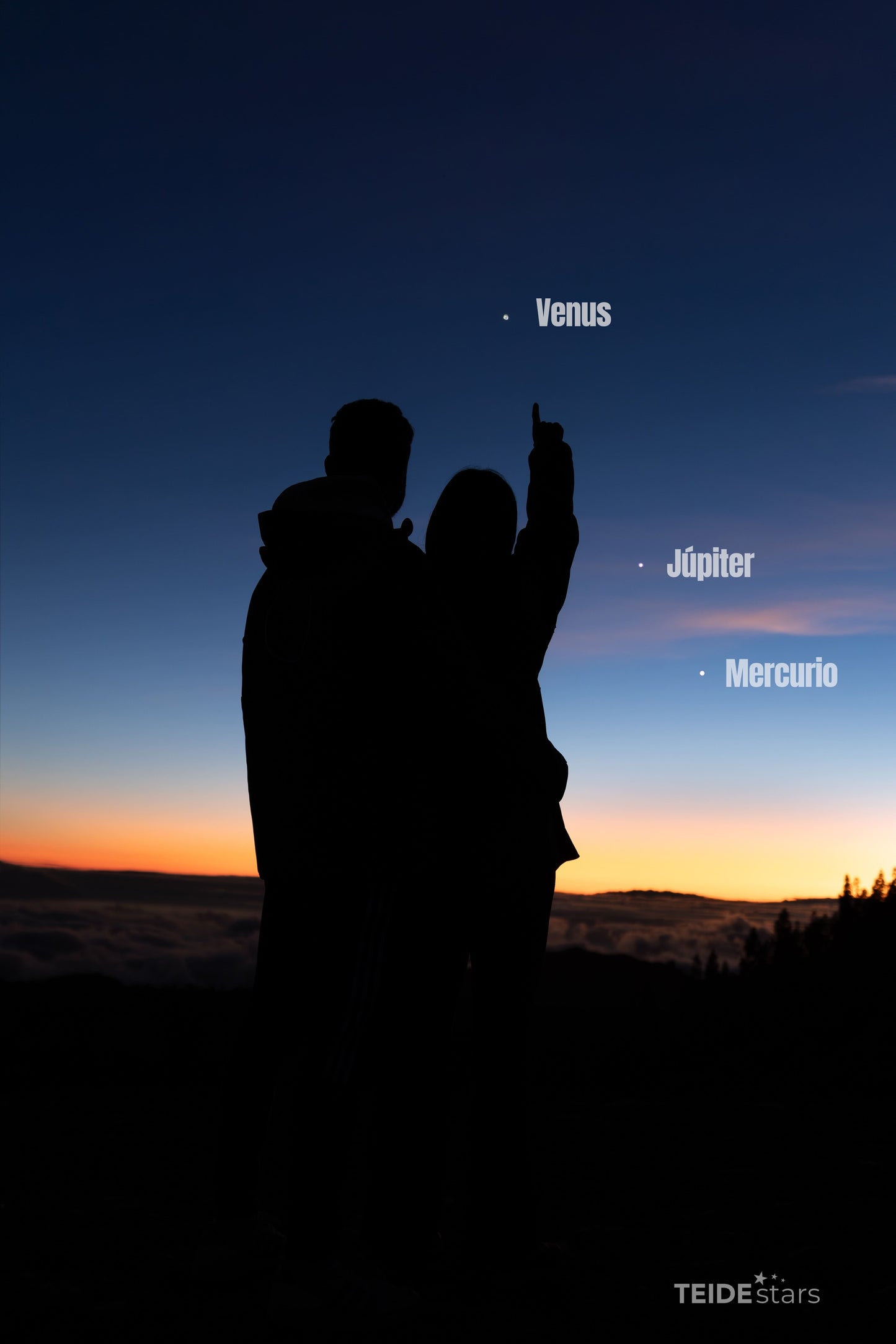 Alineación planetaria Venus, Júpiter, Mercurio y la Luna