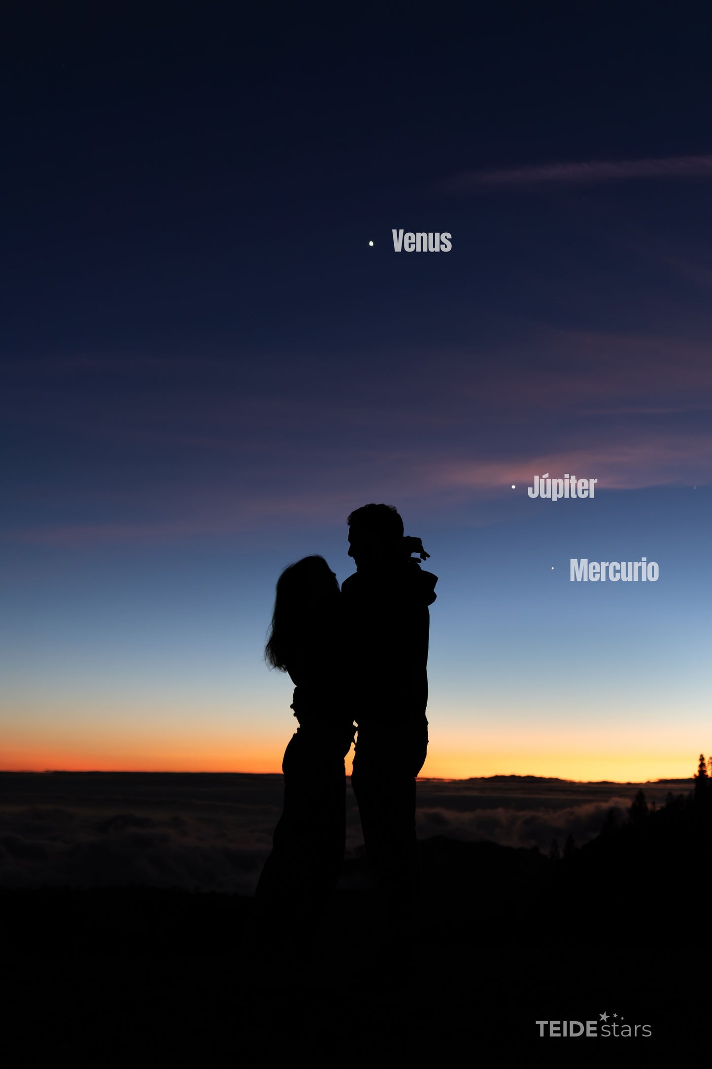 Alineación planetaria Venus, Júpiter, Mercurio y la Luna