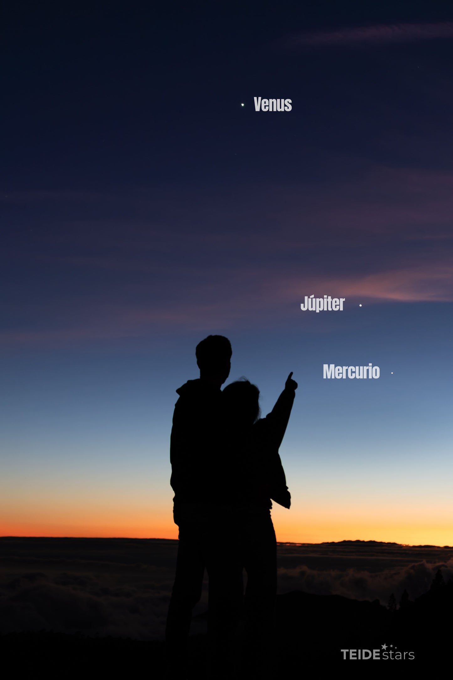Alineación planetaria Venus, Júpiter, Mercurio y la Luna