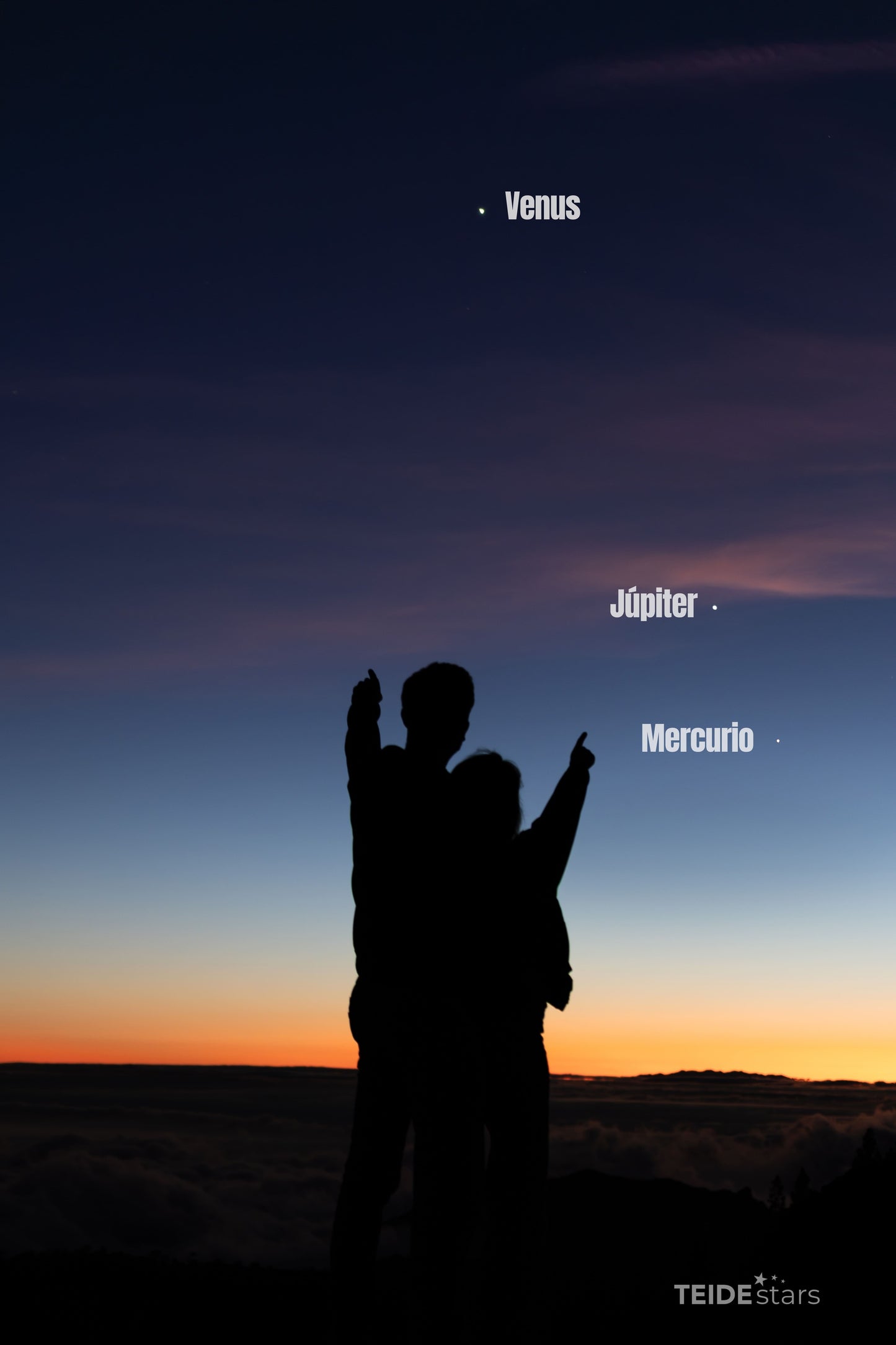 Alineación planetaria Venus, Júpiter, Mercurio y la Luna