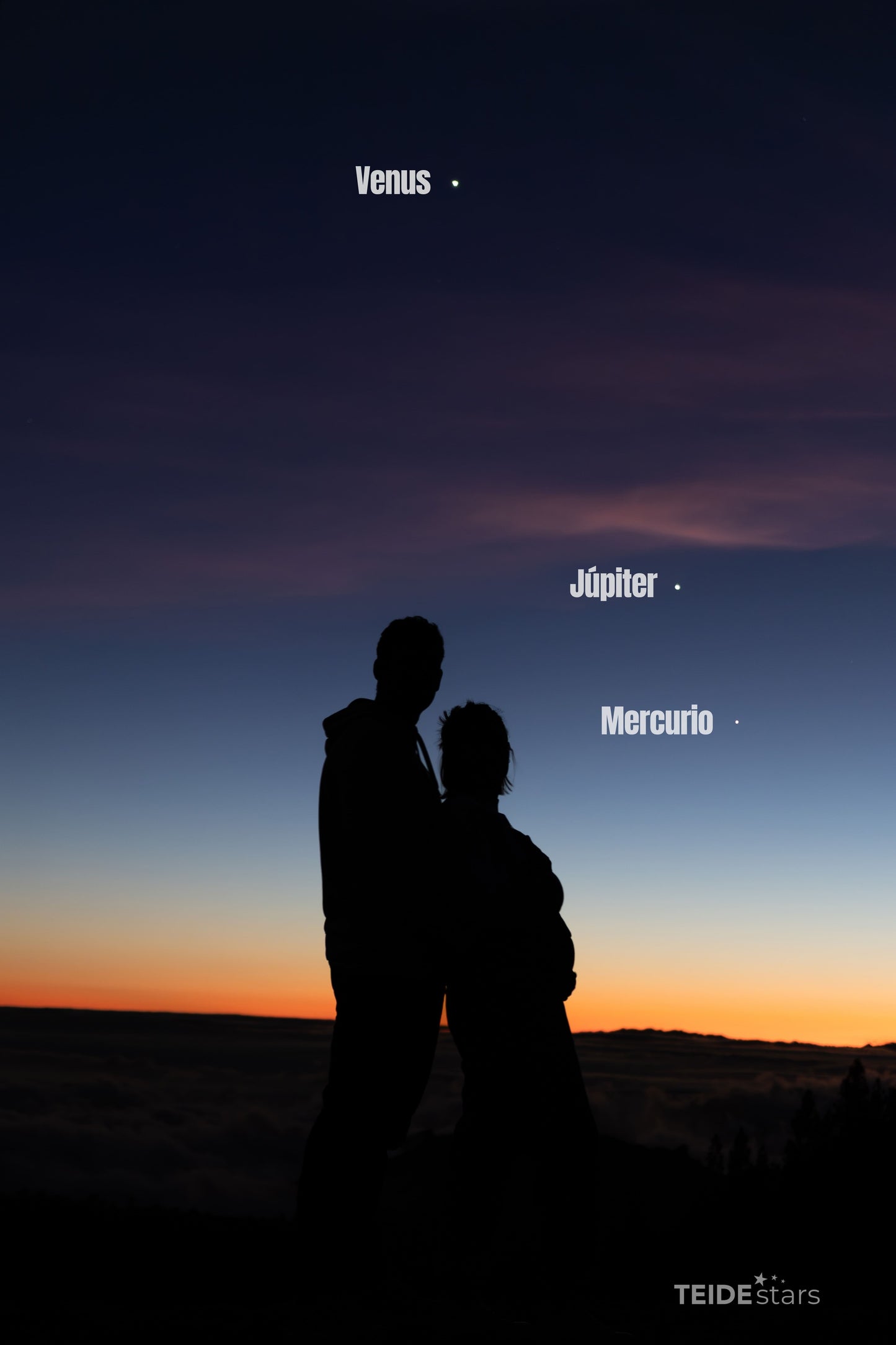 Alineación planetaria Venus, Júpiter, Mercurio y la Luna